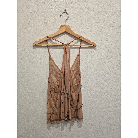 Tan rhinestone Sequin top sz medium - Picture 3 of 3